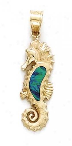 14k Seahorse Opal Inlay Chandelier