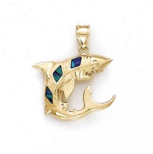 14k Shark Opal Inlay Pendant