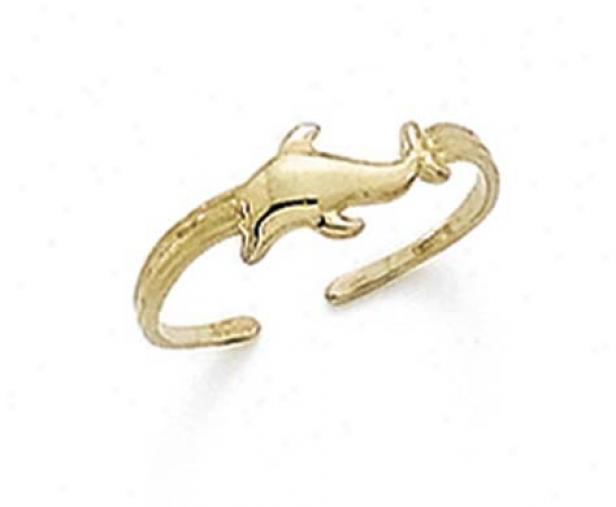 14k Single Dolphin Toe Ring