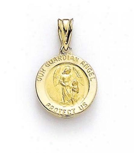 14k Small Guardian Angel Medallion Pendant