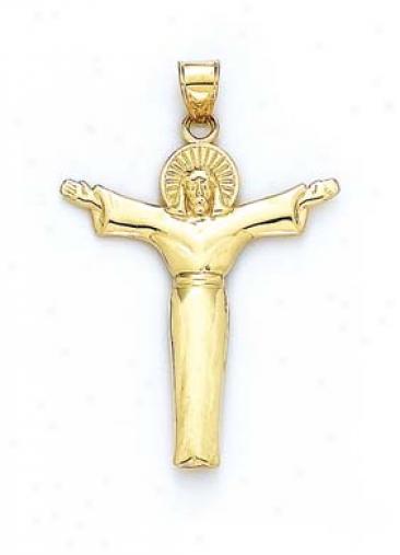 14k Small Jesus Shaped Cross Pendant
