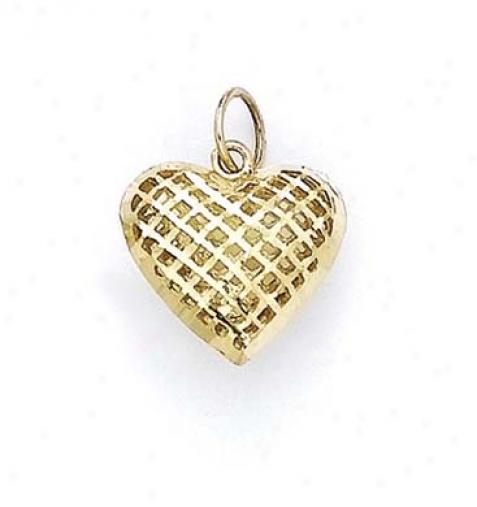 14k Small Mesh Heart Pendant