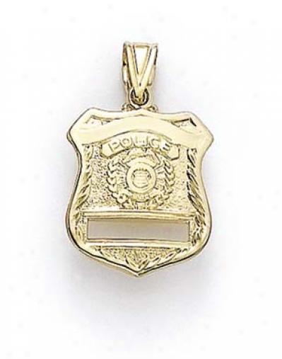 14k Small Police Badge Pendant