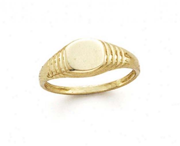 14k Small Round Signet Ring