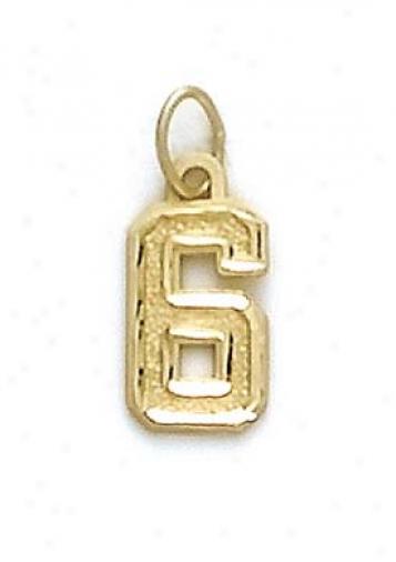 14k Small Sport Number 6 Pendant