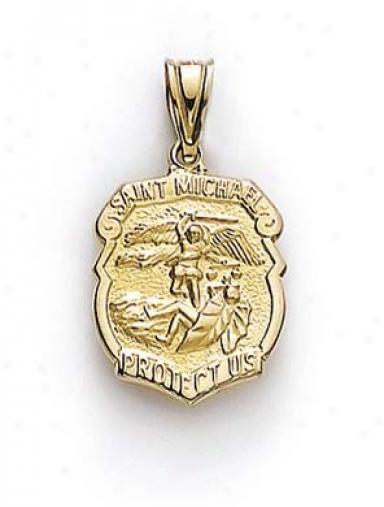 14k Small St Michael Medallion Pendant