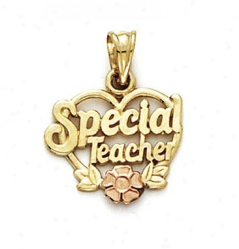 14k Special Teacher Heart Pendant