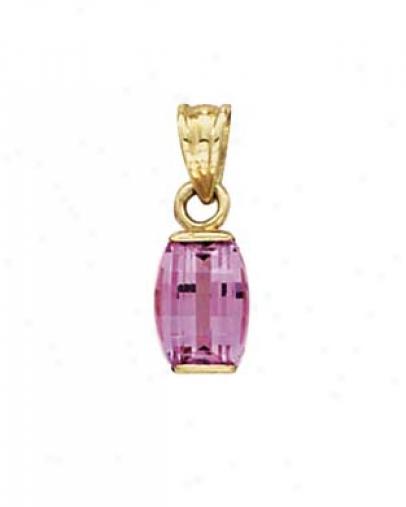 14k Square Created Pink Sapphire Pendant