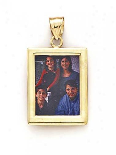 14k Squuare Picture Frame Pendant