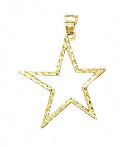 14k Star X Diamond-cut Pendant
