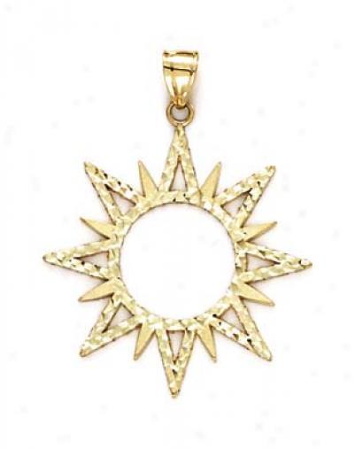 14k Sun X Diamond-cut Pendant