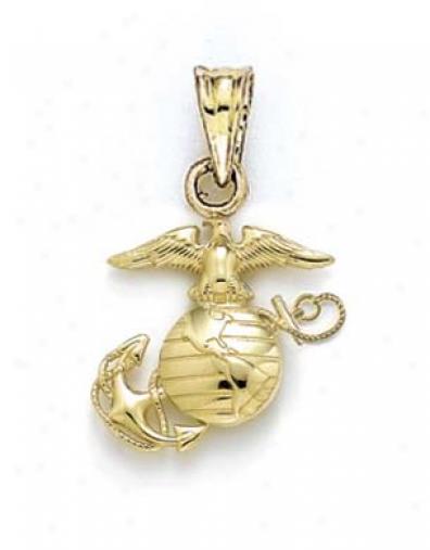 14k Tiny Polished Marine Corps Emblem Pendant