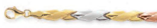 14k Tricolor Bold X Link Bracelet-  7.25 Inch