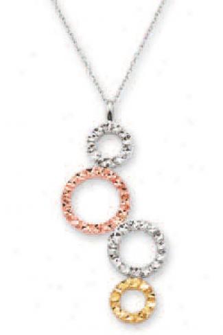 14k Tricolor Doamond-cut Bubbles Necklace - 17 Inch