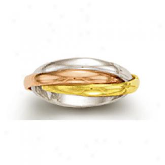 14k Tricolor Double Overlap Ring