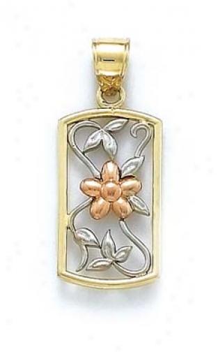 14k Tricolor Flower Pendant