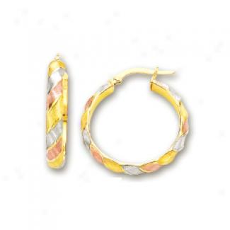 14k Tricolor Hoop Earrings