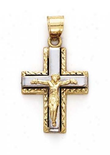 14k Two-tone 3 Piece Crucifix Pendant