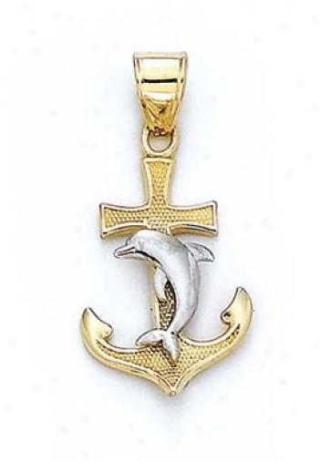 14m Two-tone Anchor Dolphin Pendant
