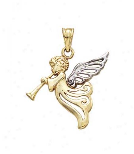 14k Two-tone Angel Trympet Pendant
