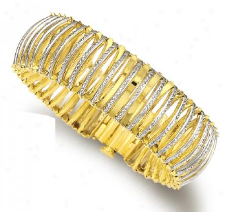 14k Two-tone Bold Bracelet - 7.5 Inch