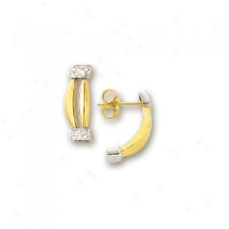 14k Two-tone Diamond-cut Fancy Earrings