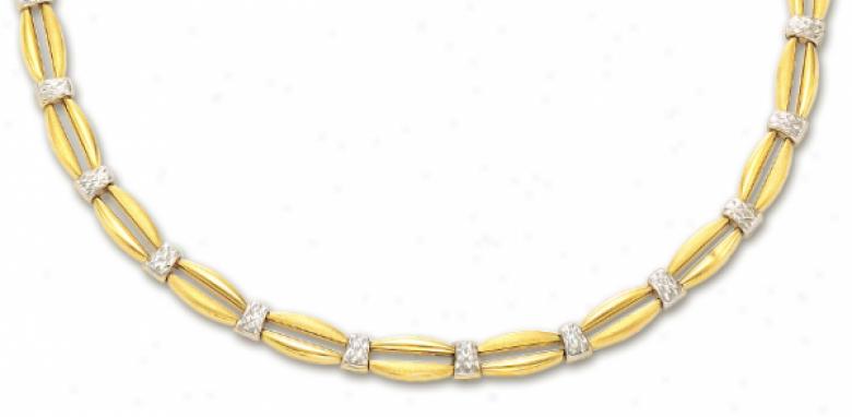 14k Two-tone Diamond-cut Fancy Necklace - 17 Inch