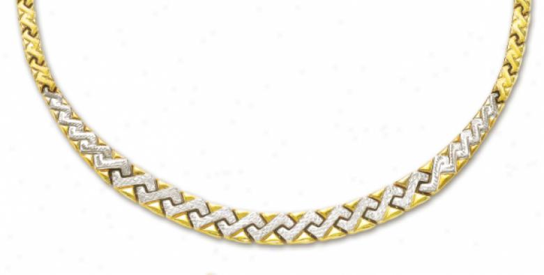 14k Two-tone Diamond-cut Pave Necklace - 17 Inch