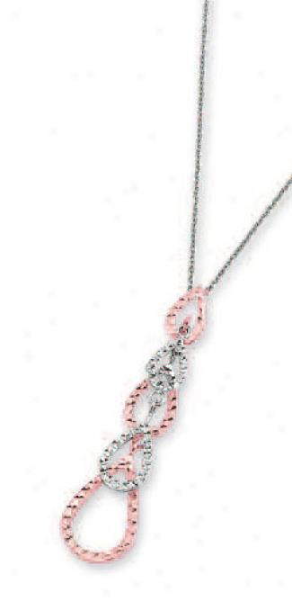 14k Two-tone Diamond-cut Tear Drop Necklace - 17 Inch