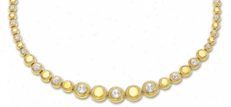 14k Two-tone Elegant Design Necklace - 17 Inch