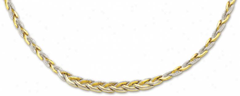 14k Two-tone Elegant Fancy Design Necklace - 17 Inch