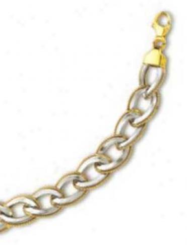 14k Two-tone Elegant Overlap Link Bracelet - 7.5 Inch
