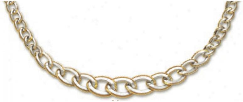 14k Two-tone Elegant Overlap Link Necklace - 17 Inch