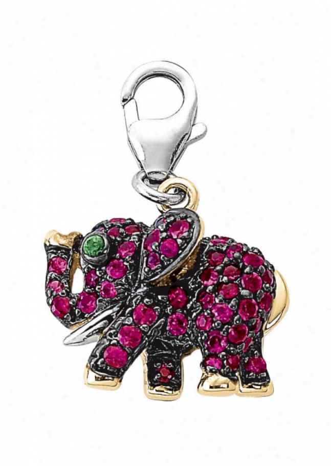 14k Two-tone Elephant Round 1.5 Mm Ruby Fascinate