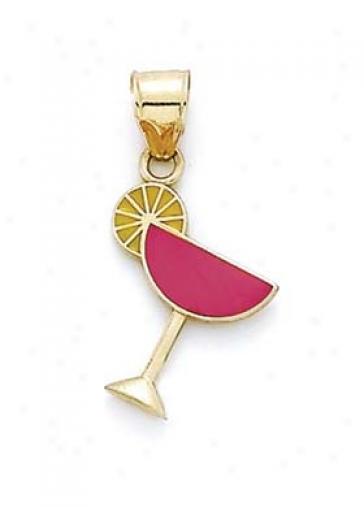 14k Two-tone Enamel Margarita Glass Pendant