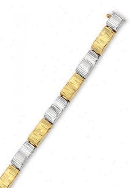 14k Two-tone Fancy Alternating Bracelet - 7.25 Inch