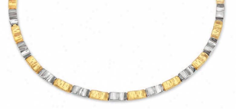 14k Two-tone Fancy Alternating Necklace - 17 Inch