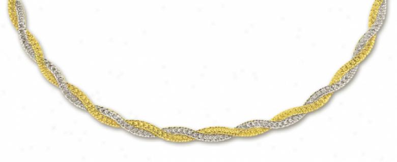 14k Two-tone Fancy Braided Ensnare Necklace - 17 Inch