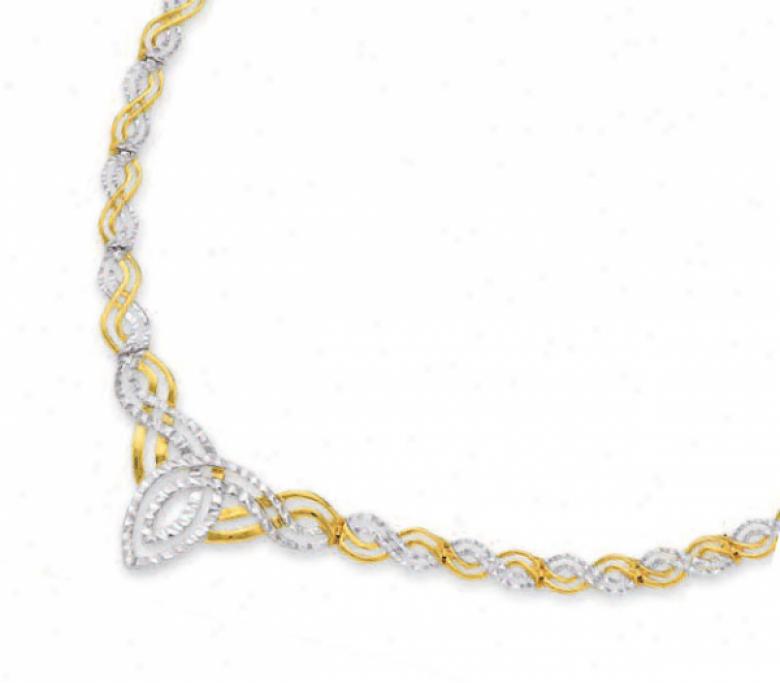 14k Two-tonw Fancy Diamond-cut Celtic Necklace - 17 Inch