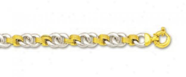 14k Two-tone Fancy Link Bracelet - 7.5 Inch