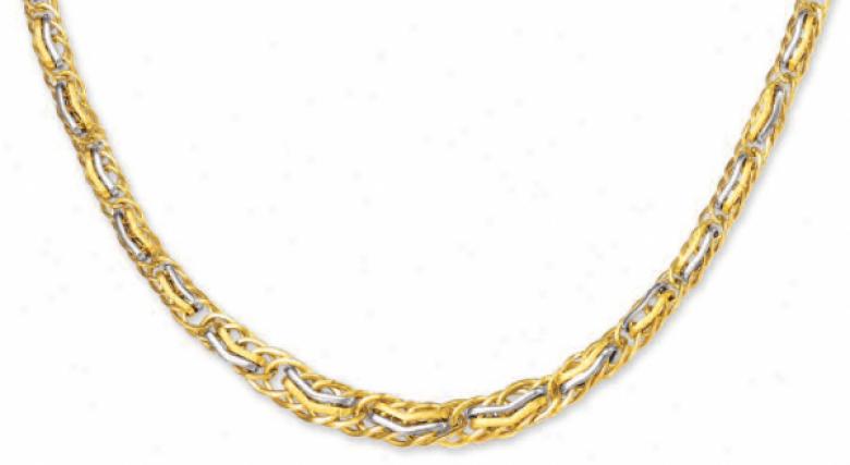 14k Two-yone Fancy Link Necklace - 17 Inch