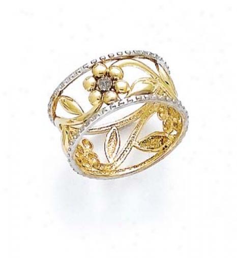 14k Two-tone Flower Band Ring
