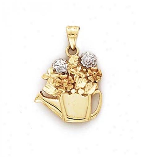 14k Two-toneF lower Watering Can Pendant