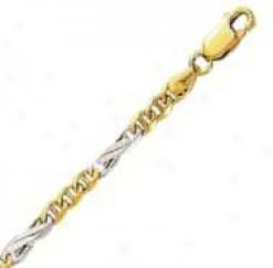 14k Two Tone Gold 18 Inch X 3.8 Mm Mariner Link Necklace