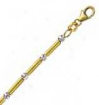 14k Two Tone Gold Wy 10 Inch X 3.0 Mm Tubetto Chain Anklet