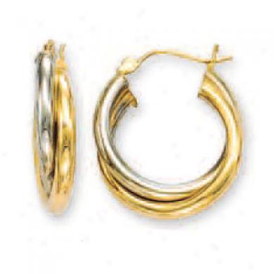 14k Two-tone Intertwined Large Clasp Earrings