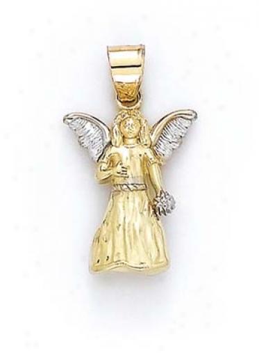 14k Two-tone Large Angel Pendant