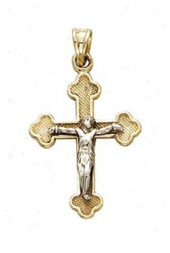 14k Two-tone Medium Crucifix Filigree Pendant