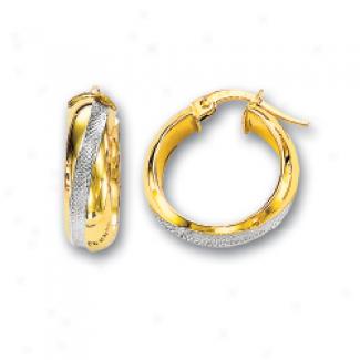 14k Two-tone Medium Hoop Earrings