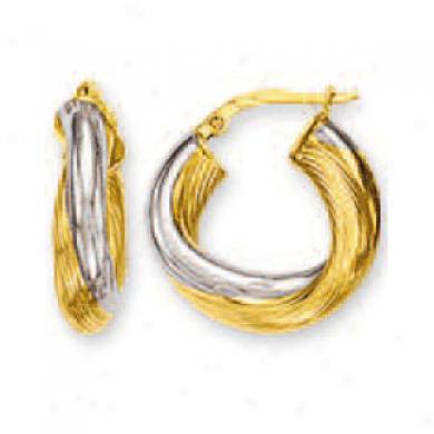 14k Two-tone Medium Swirl Hoop Earrings